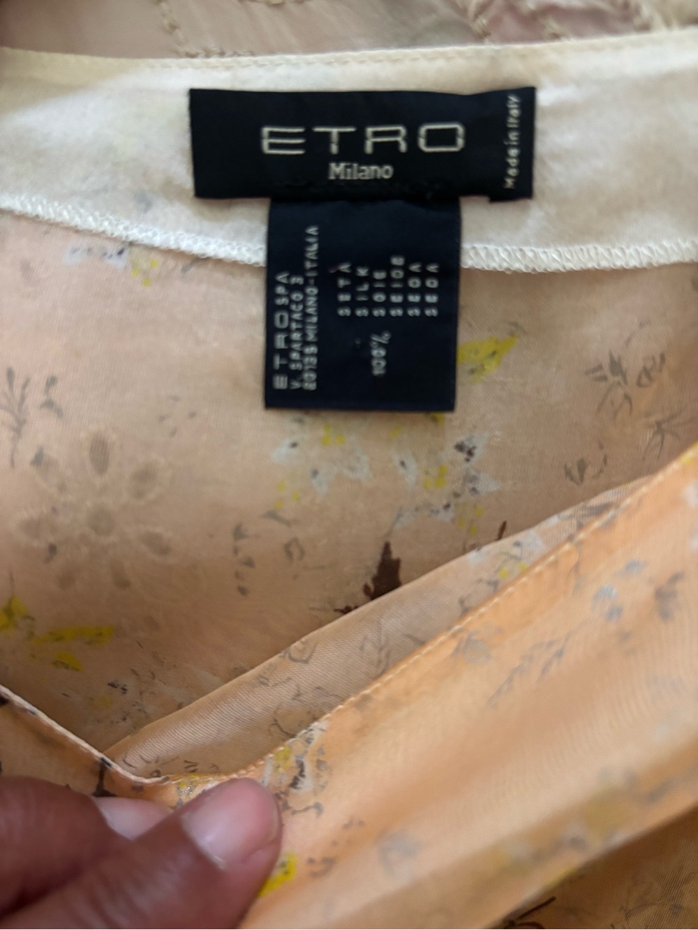 Etro Peach Floral Sheer Tunic with Metallic Accents - Picture 6 of 6